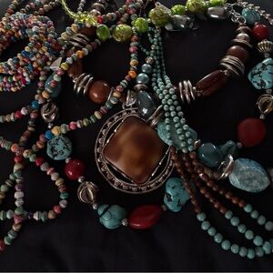 Colorful Beaded Necklace Set 8 necklaces, earrings, and bracelets